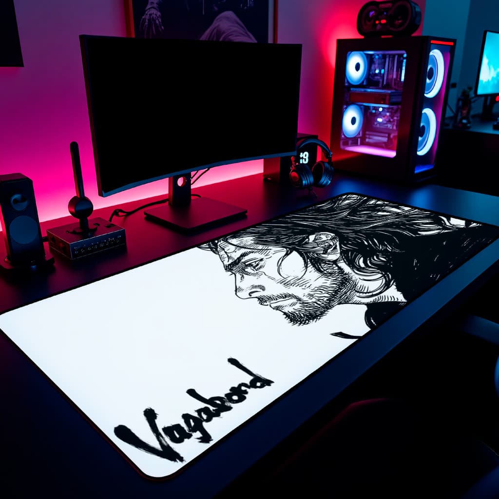 Mouse Pad Gamer Vagabond 65x30cm / 80x40cm / 90x50cm / 120x60cm / Borda Costurada
