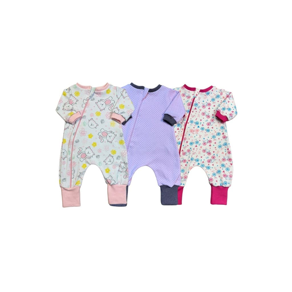 Kit 2 Macacões Estampado vira pé em Suedine Otolina my Baby