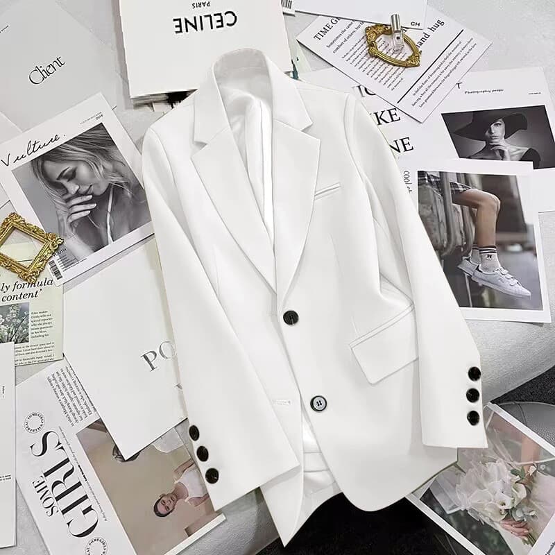 Blazer de viagem branco novo estilo pequeno Casual solto temperamento terno Top