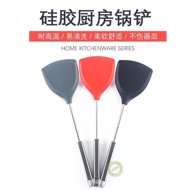 Espátula de silicone com utensílios de cozinha de silicone, cabo longo, espátula de silicone de aço inoxidável, colher d