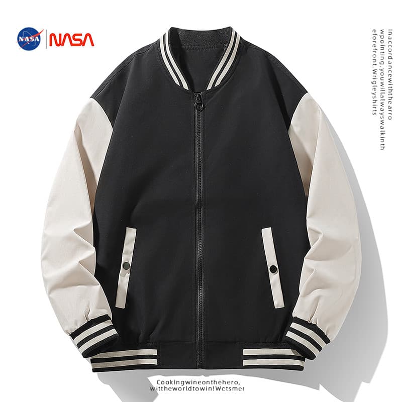 Jaqueta da NASA masculina primavera outono bordado uniforme de beisebol masculino exterior versão coreana na moda solta