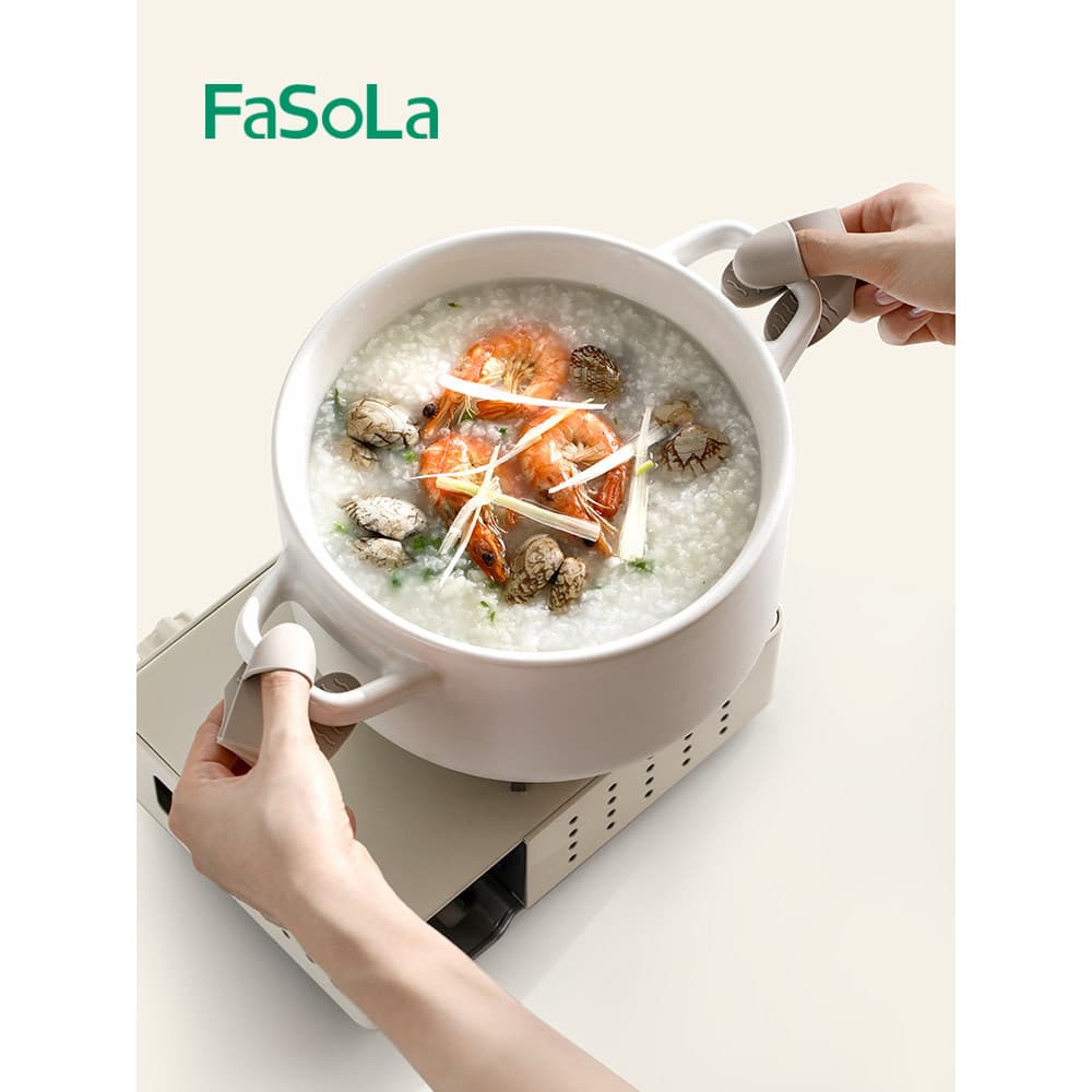 Luvas de forno Luva térmica cozinha Luva de silicone resistente calor FaSoLa Silicone anti-escaldante clipe luvas de iso