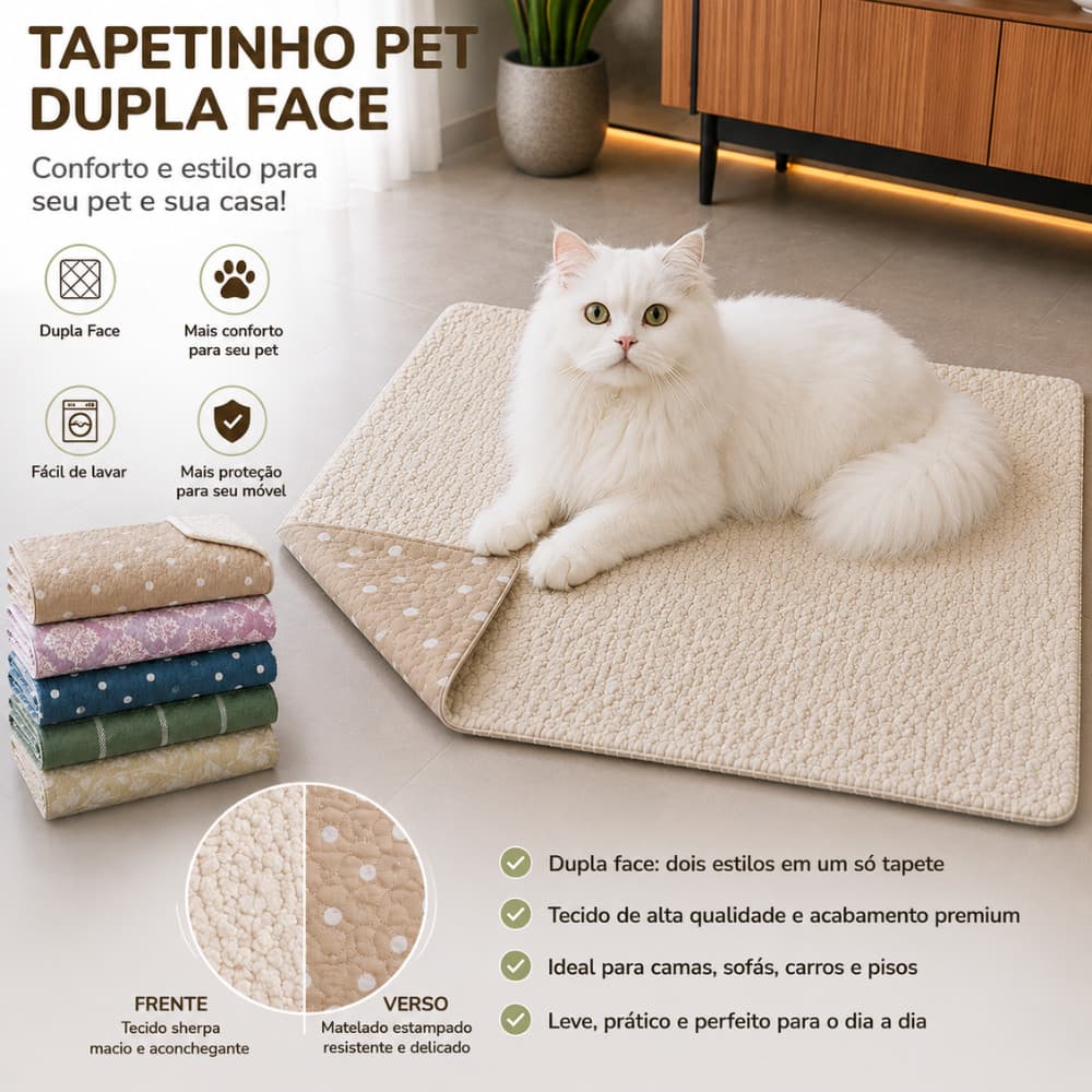 Manta Pet com Sherpa Cães E Gatos Dupla Face Tapete