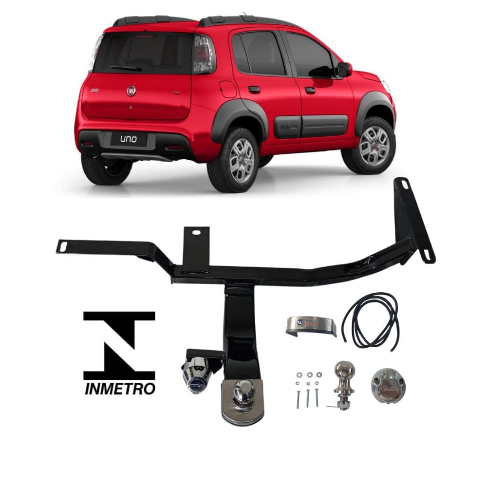 Engate Fixo Reboque Fiat Uno Way Vivace 2011 a 2022 Capacidade 500kg  Inmetro