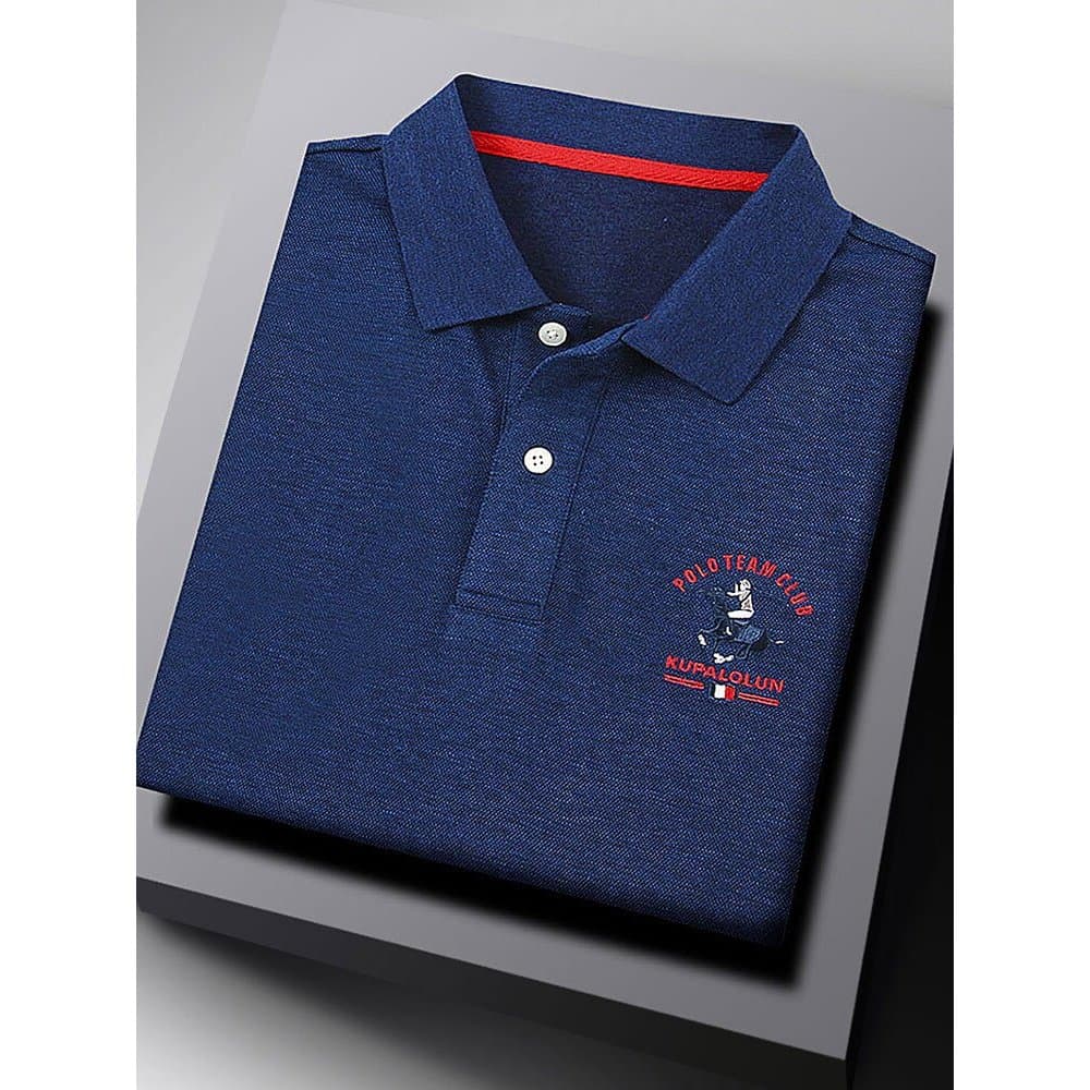 Genuíno Paul cor sólida Bottoming manga comprida camiseta masculina lapela solta negócios Casual camisa POLO primavera o