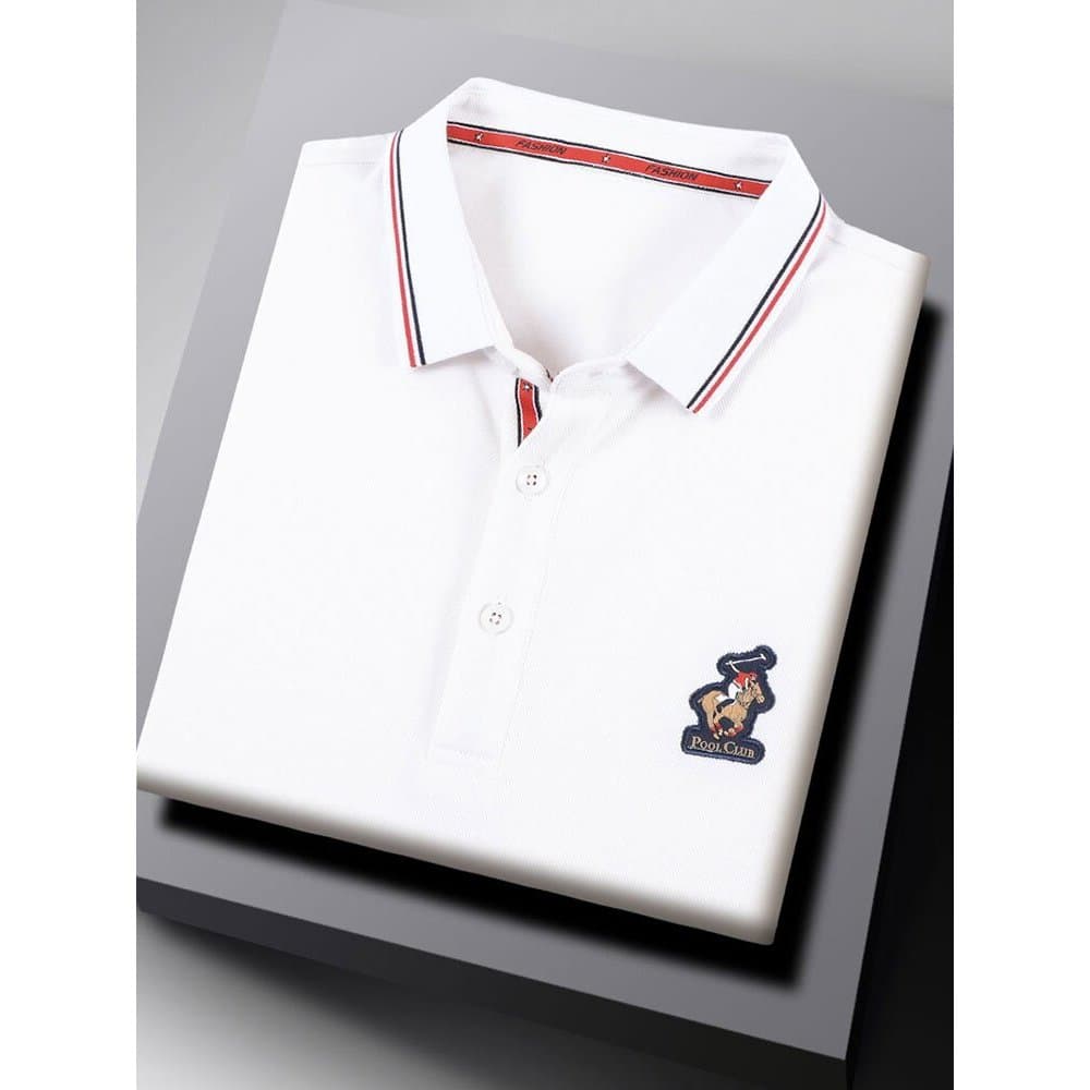 Genuíno puro algodão Paul camisa branca de manga comprida camiseta polo Casual masculina cor sólida roupas superiores ex