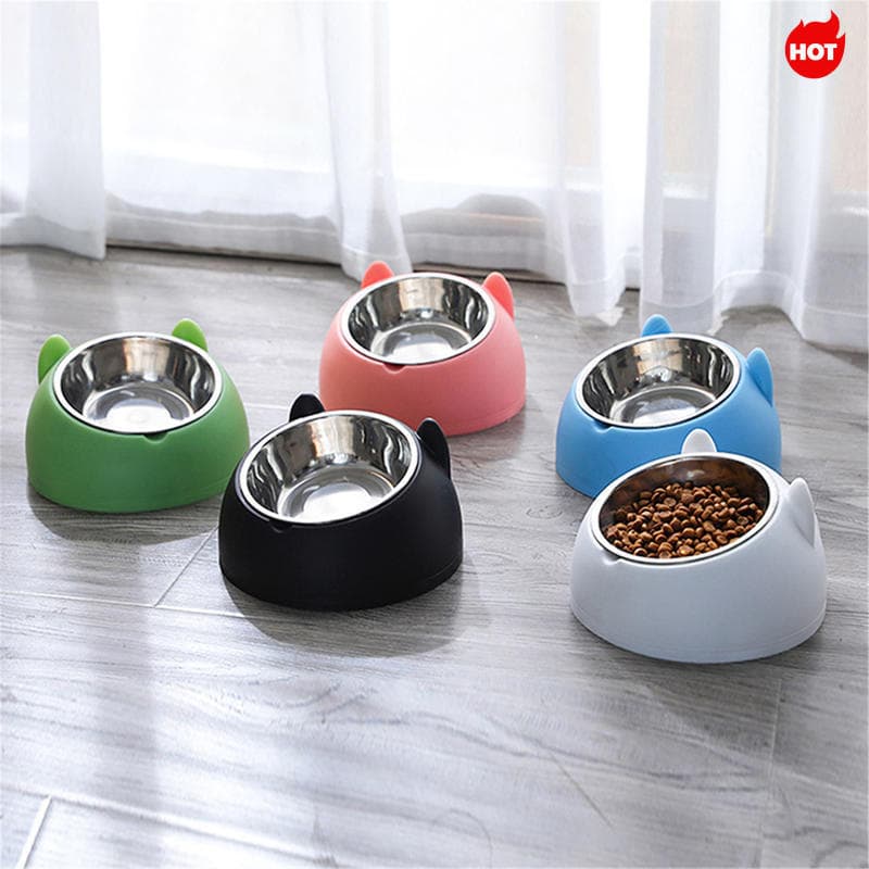 < LA > Nova Tigela Fofa Para Gato E Cachorro , Proteção Vértebra Cervical , Boca Oblíqua De 15 Graus , Tigelas De Aço In