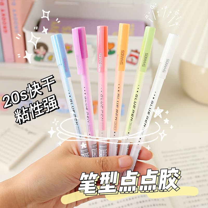 Cola de ponto em forma de caneta em forma de caneta, manual de cola líquida em forma de caneta, cola dupla face, estilo