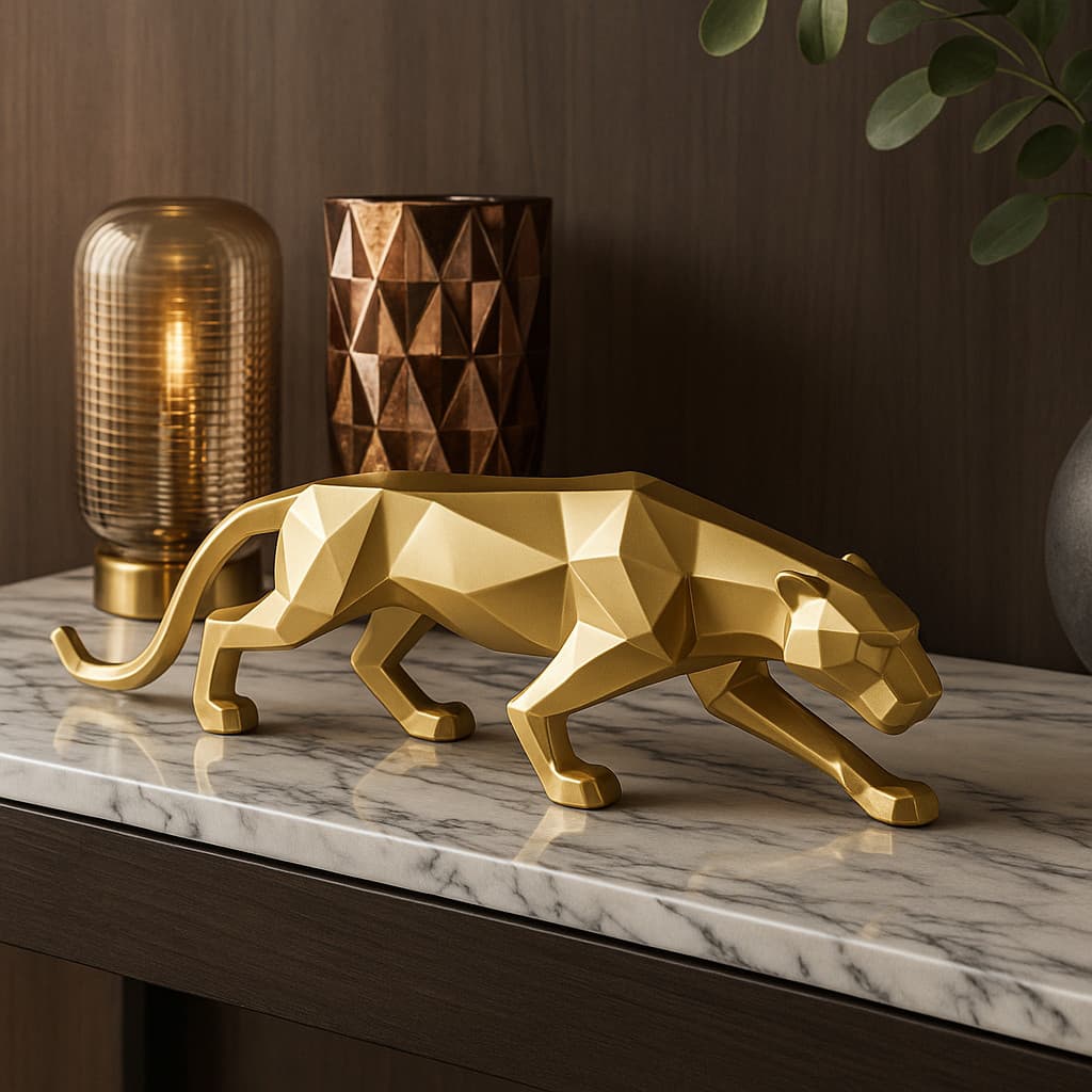 Escultura Pantera Negra Decorativa 3D PLA Estátua Moderna Decoração Sala Escritório Presente Premium