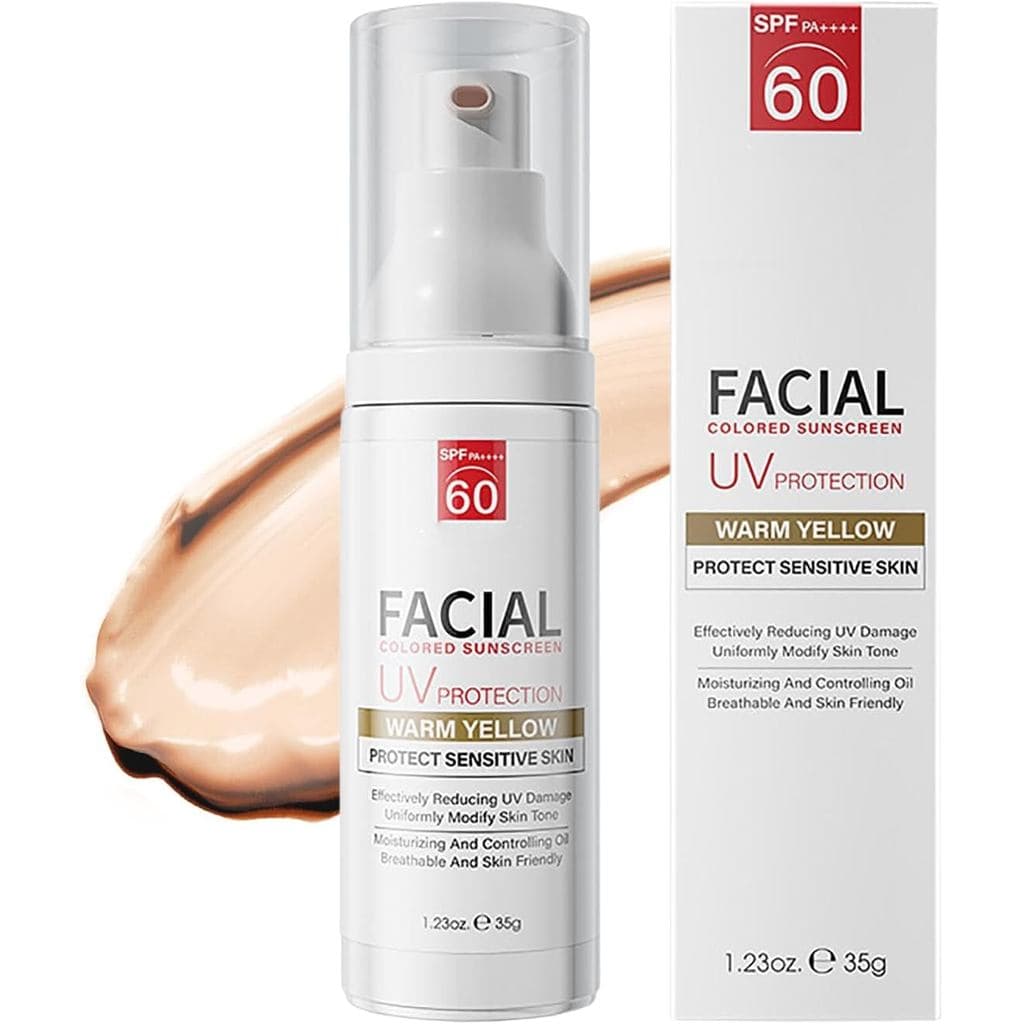 Protetor Solar Facial com Cor FPS 60, Hidratante Facial com Cor FPS 60 para Pele Sensível, Protetor Solar Facial Diário