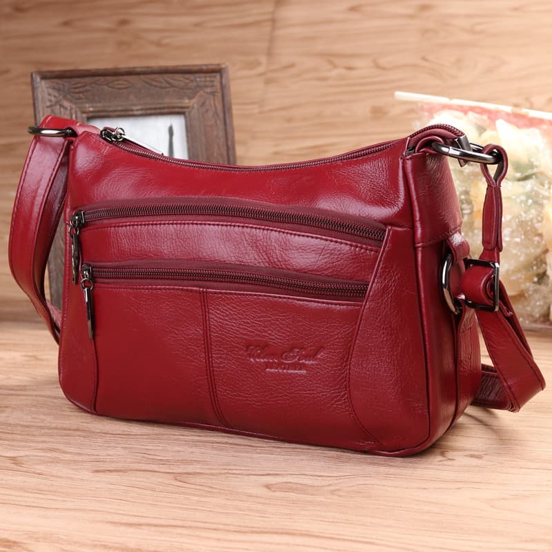 Xizhixiu bolsa feminina de couro genuíno, bolsa mensageiro de primeira camada de couro de vaca, bolsa de ombro feminina