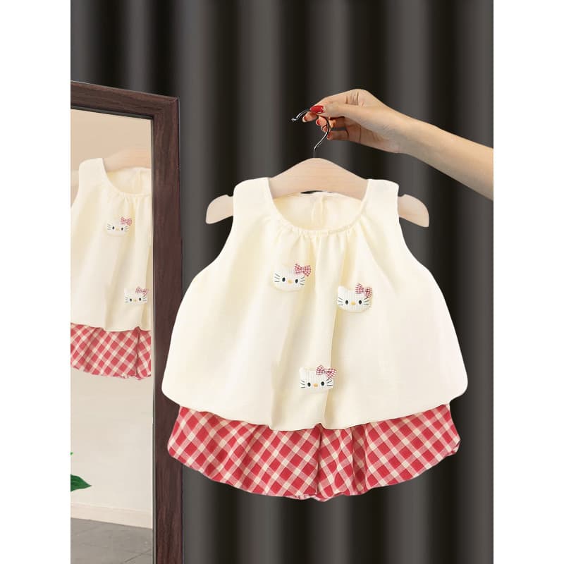 Meninas terno verão 0-4 anos de idade bebê colete saia mais Shorts terno de duas peças bonito moda bebê verão na moda