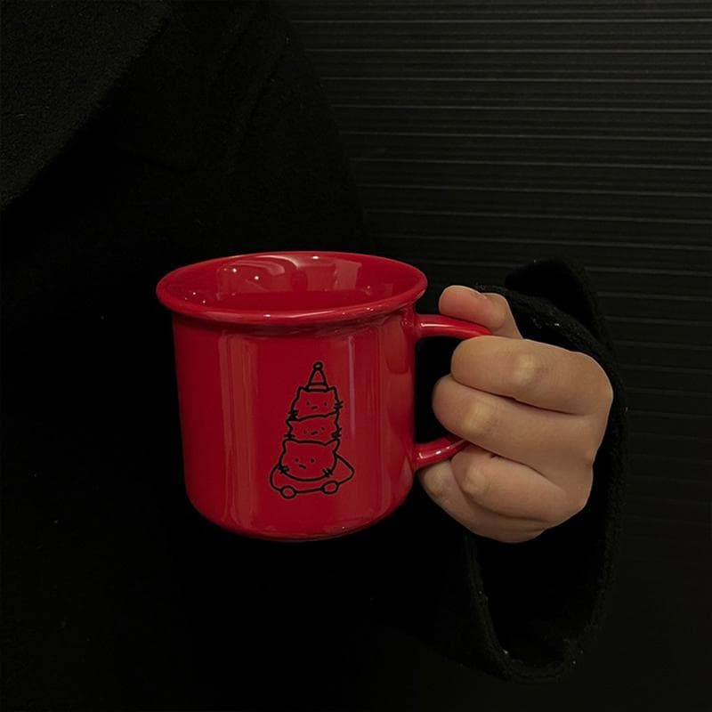 Original/padrão gatinho presente criativo ano novo copo vermelho caneca de cerâmica casal café xícara de água café da ma