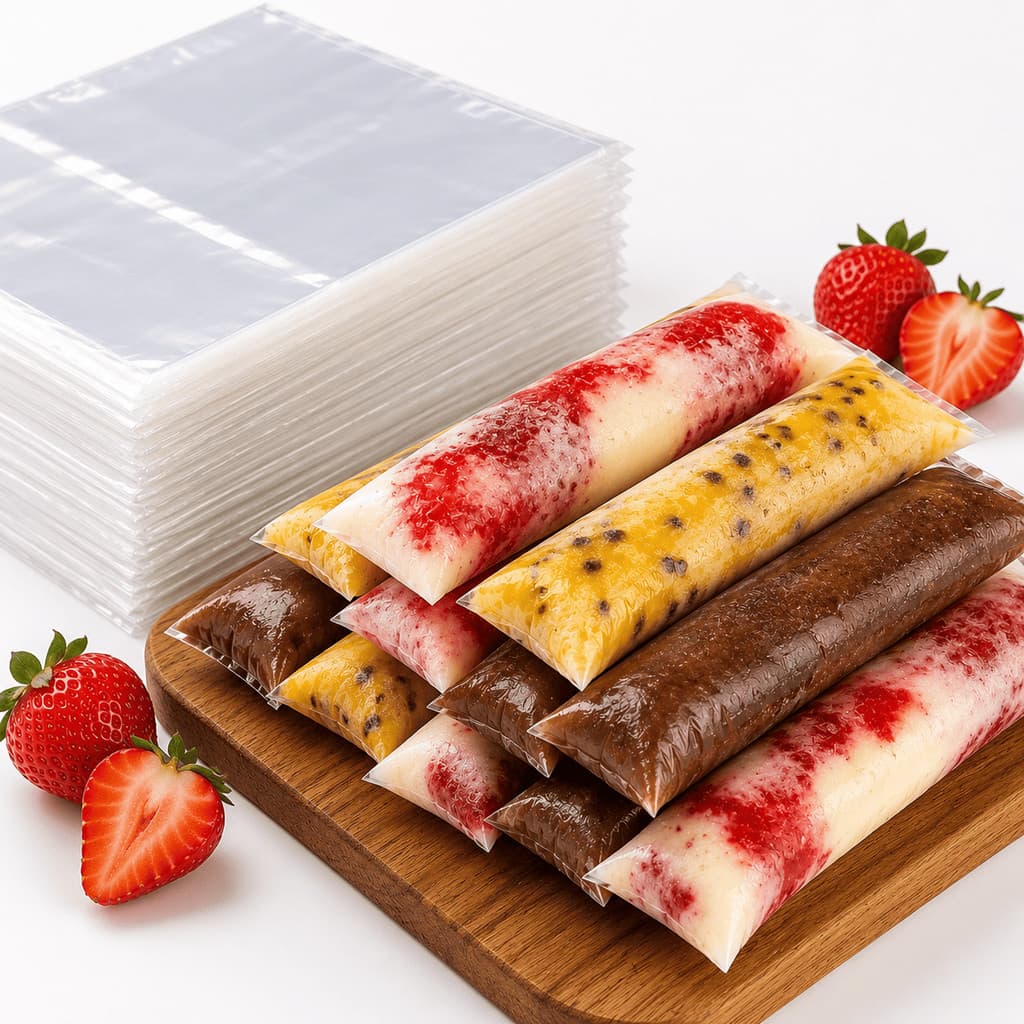 Kit 50 Saquinho Transparente 6x25 Para Geladinho Gourmet Sacolé Brindes Talheres Embalagem