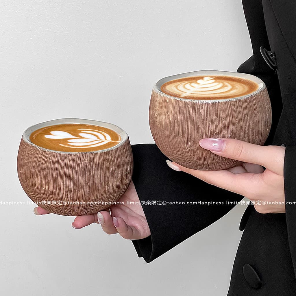 Caneca de Café Cerâmica Vintage 400ml | Design Exclusivo para Latte | Copo para Cappuccino com Arte Latte