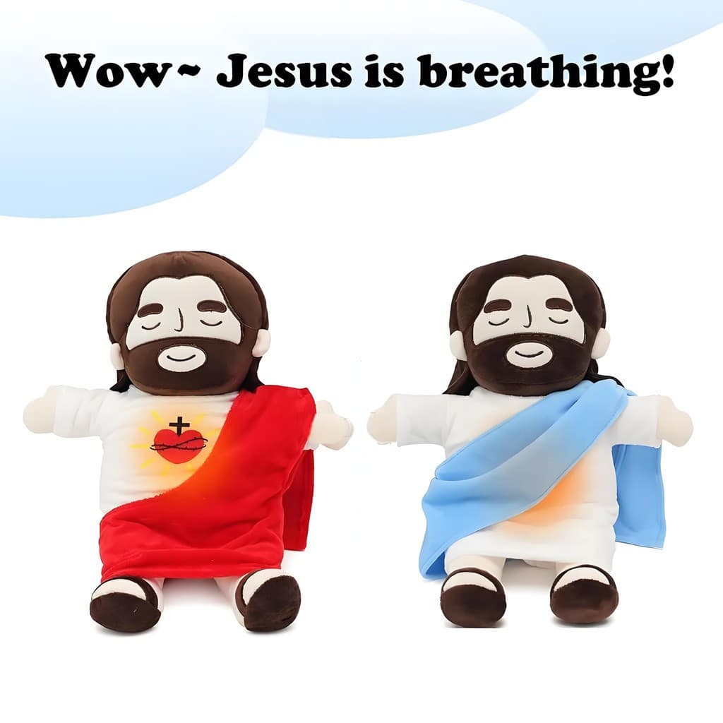 Jesus Que Respira Pelúcia 38cm - Brinquedo Religioso Com Música e Luzes, Presente Gospel Para Crianças e Adultos, Pronto