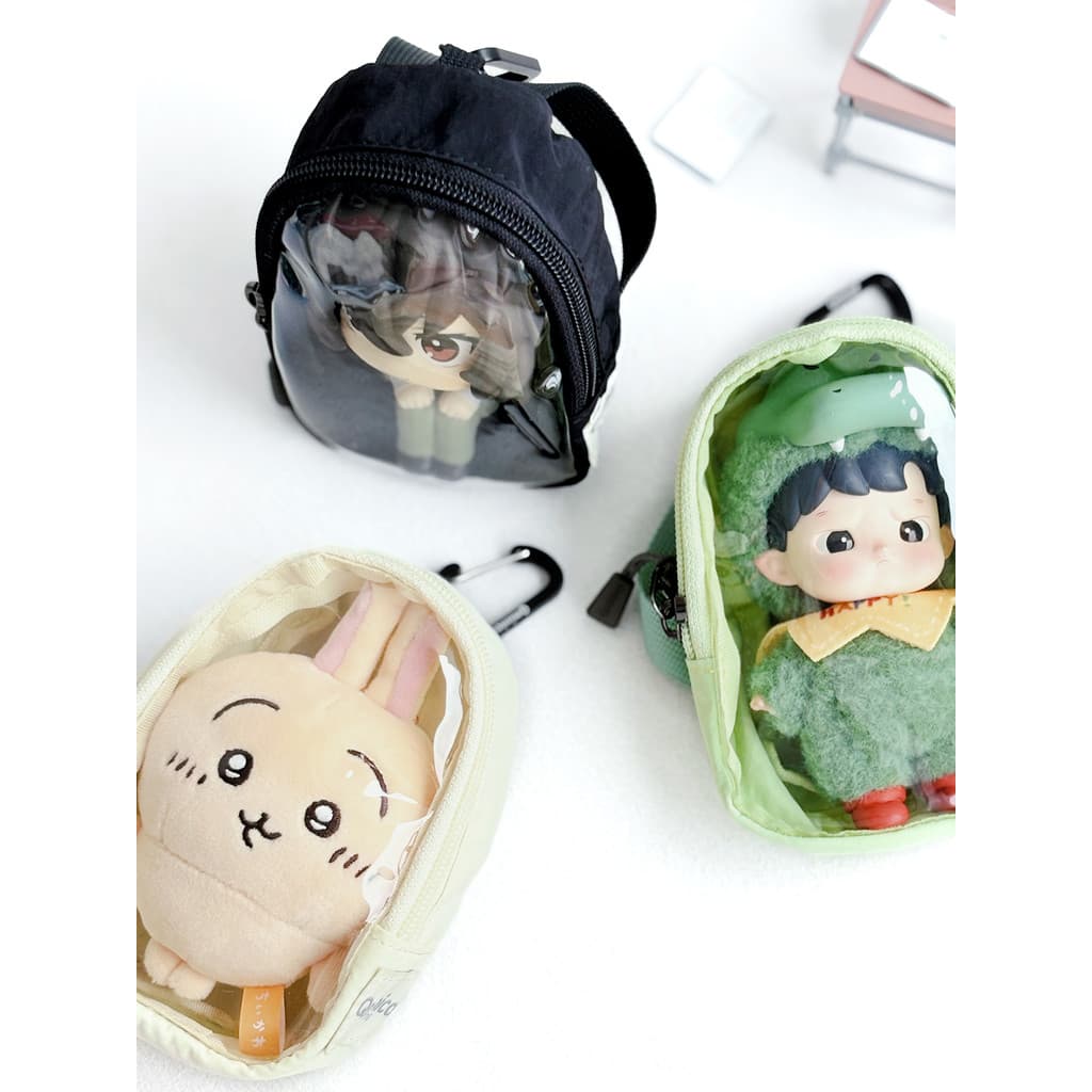 QMINICA saco de dor transparente saco de armazenamento 10cm algodão boneca fone de ouvido batom cabo de dados saco de ar