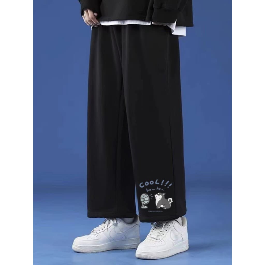 Primavera outono calças masculinas versão coreana na moda All-Match solto em linha reta perna larga calças casuais ins S