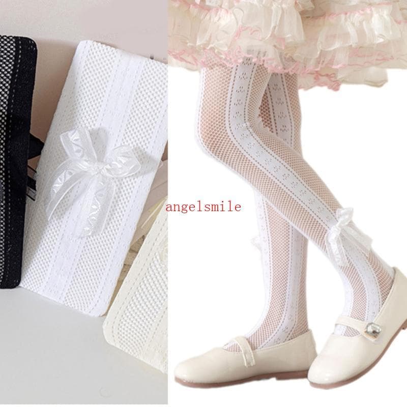 Leggings Fashionable Girls Laço E Destaque Verão Meia-Calça Transparente Para Várias Ocasiões
