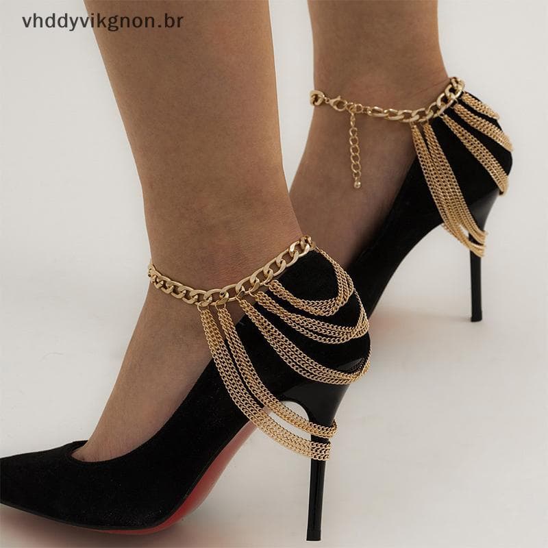 vhddyvikgnon Moda Multicamadas Corrente Sapato De Salto Alto Simples Pé Tornozelo Praia Jóias Pulseira Para Mulheres Men