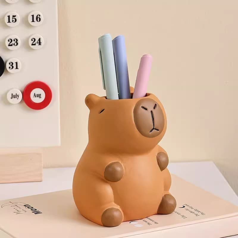 Kapibara bonito caneta titular escritório Desktop divertido criativo engraçado pequenos ornamentos maquiagem escova tubo