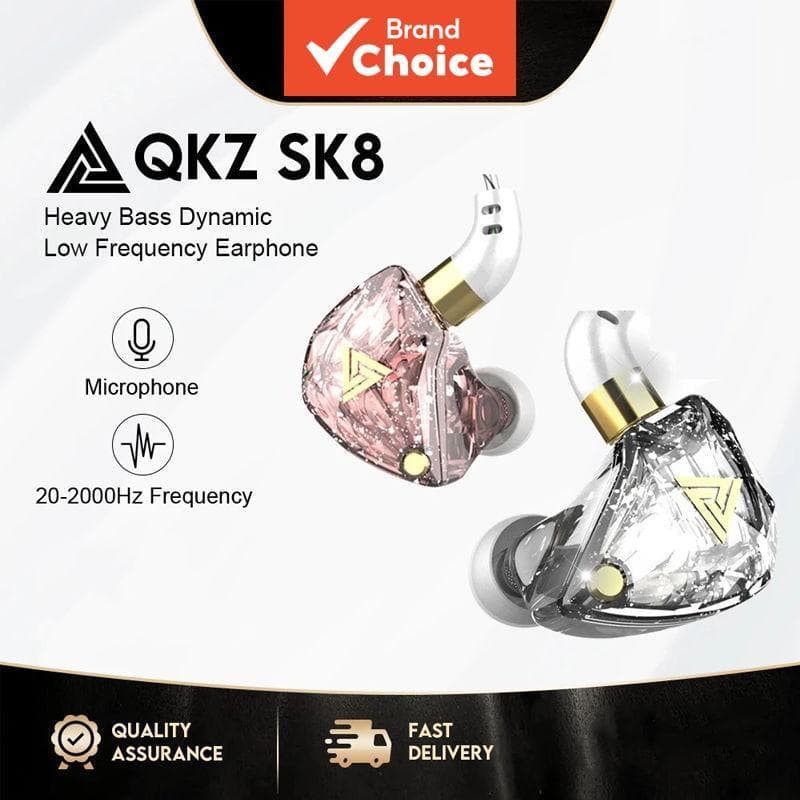 Qkz Sk8 Fones de ouvido intra-auriculares com graves pesados, com microfone integrado