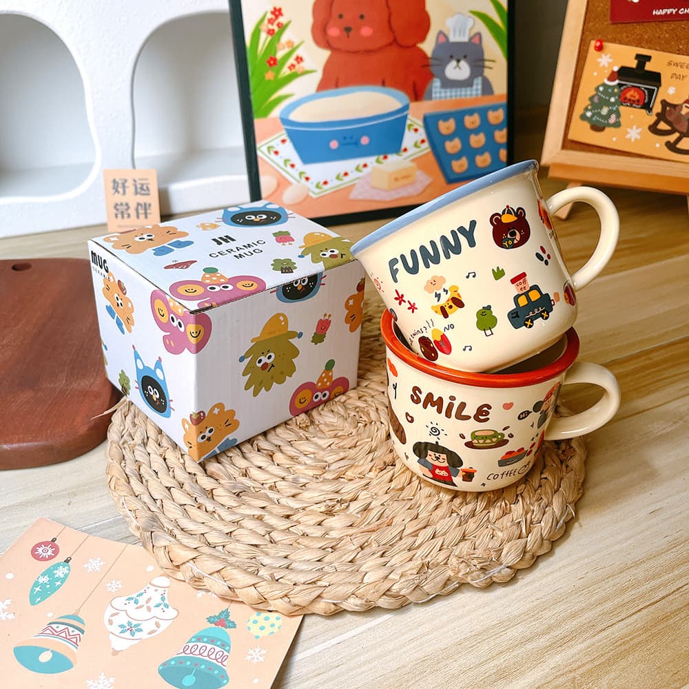Estilo dos desenhos animados urso cerâmica copo de água doméstico 340ml caneca presente do feriado lembrança copo cerâmi