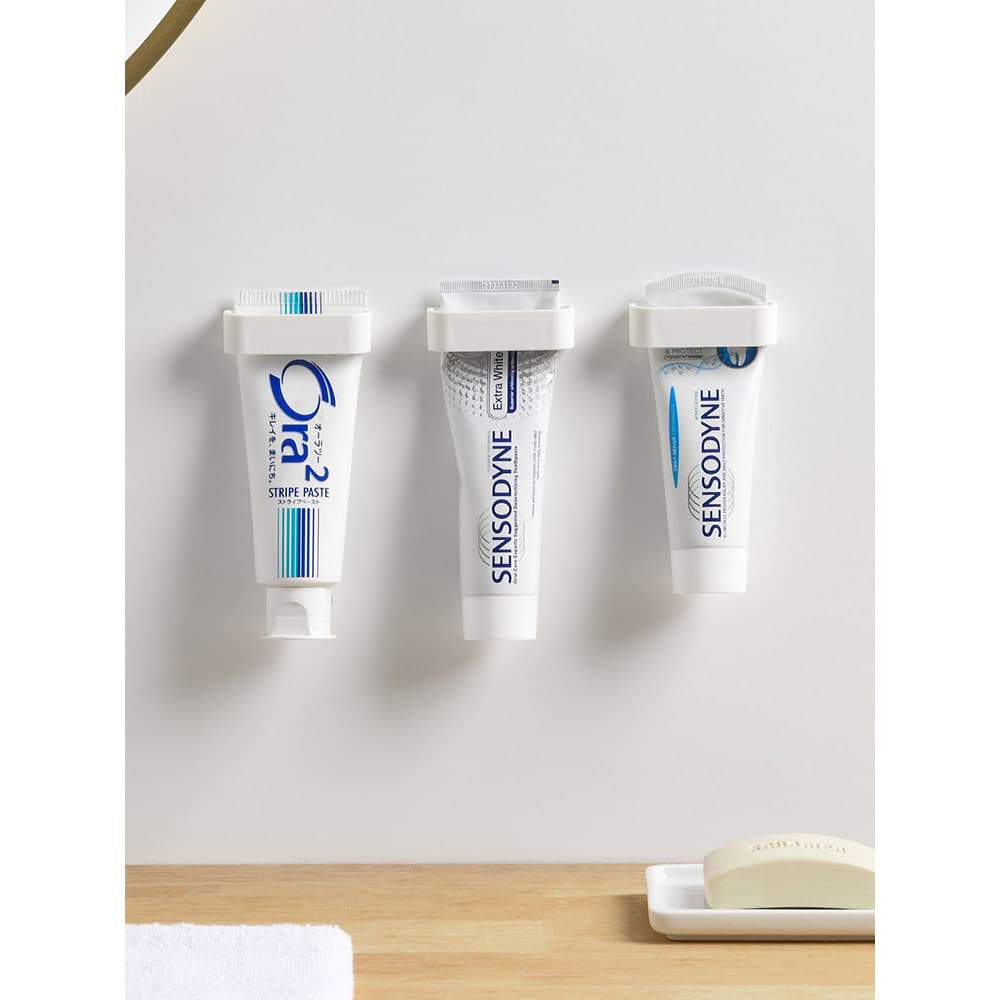 Bangjiayi Rack de armazenamento de pasta de dente, sem perfuração, montado na parede, limpador Facial, clipe de pasta de