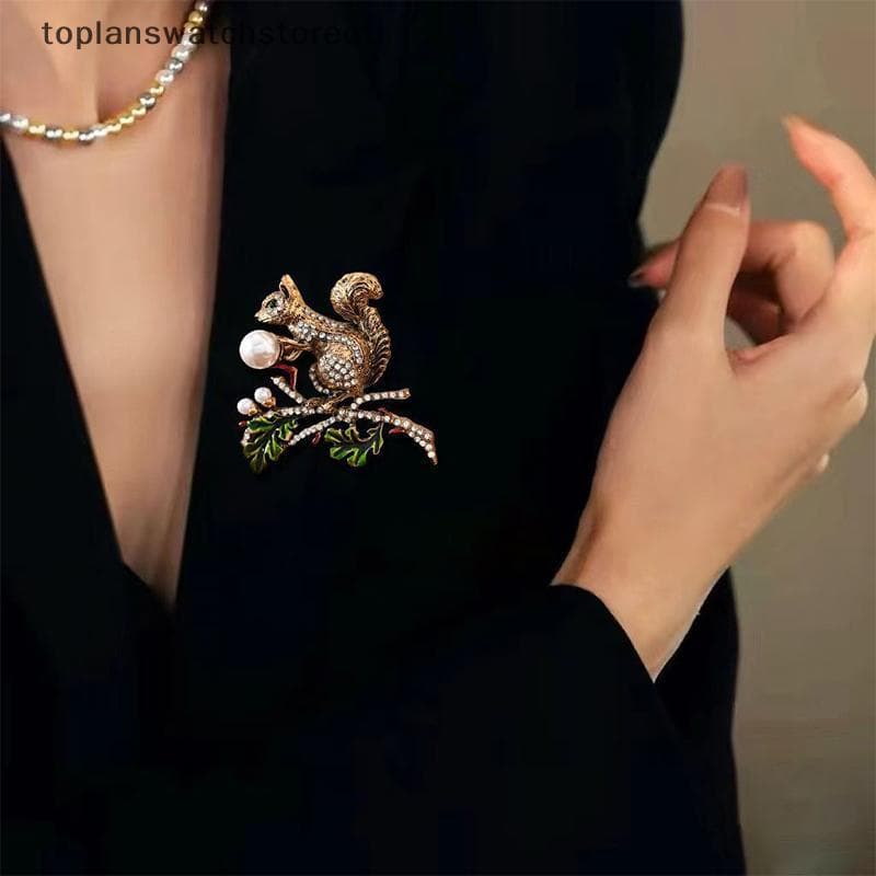 TOL Vintage Falso Pérola Broche 3D Metálico Animal Pino Corsage Casaco Suéter Acessórios Presente BR