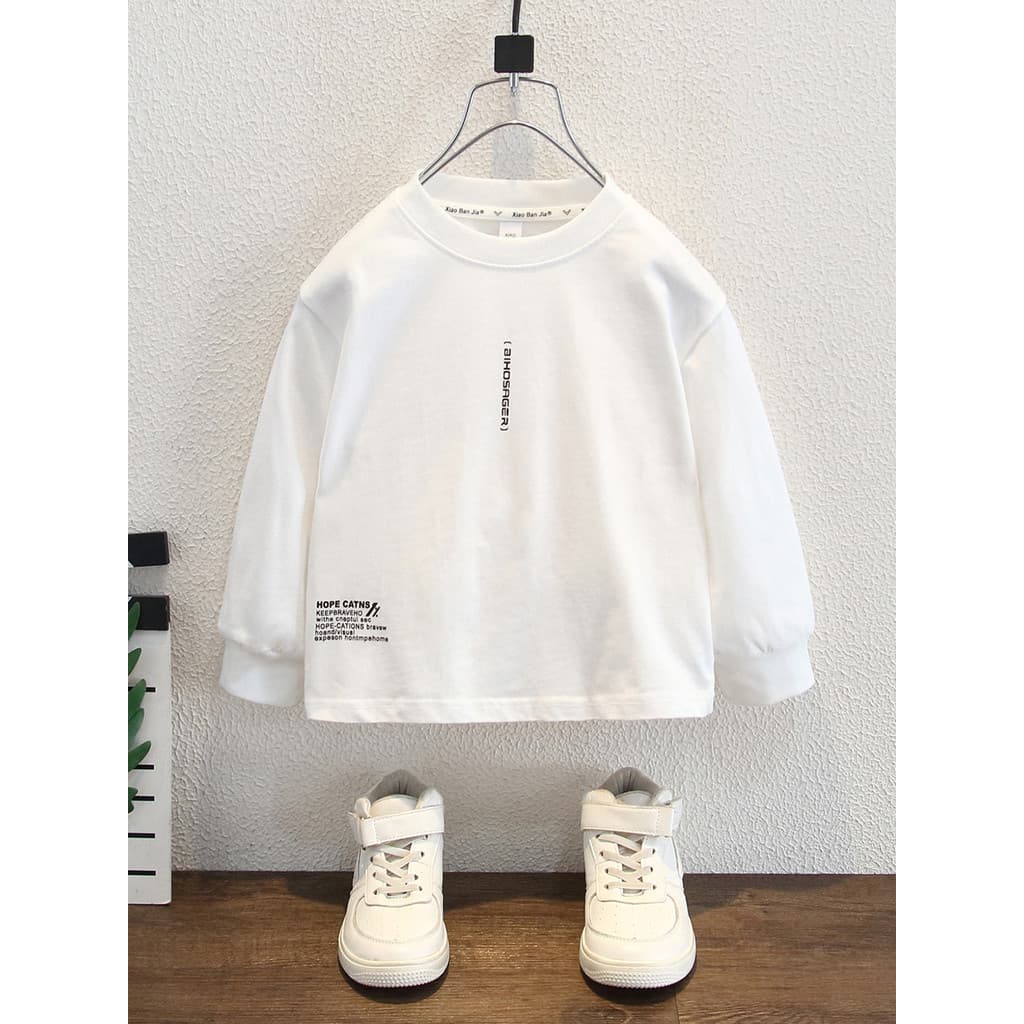 Meninos primavera outono camiseta de manga comprida 2026 novo estilo moda legal roupas infantis puro algodão topo t bebê