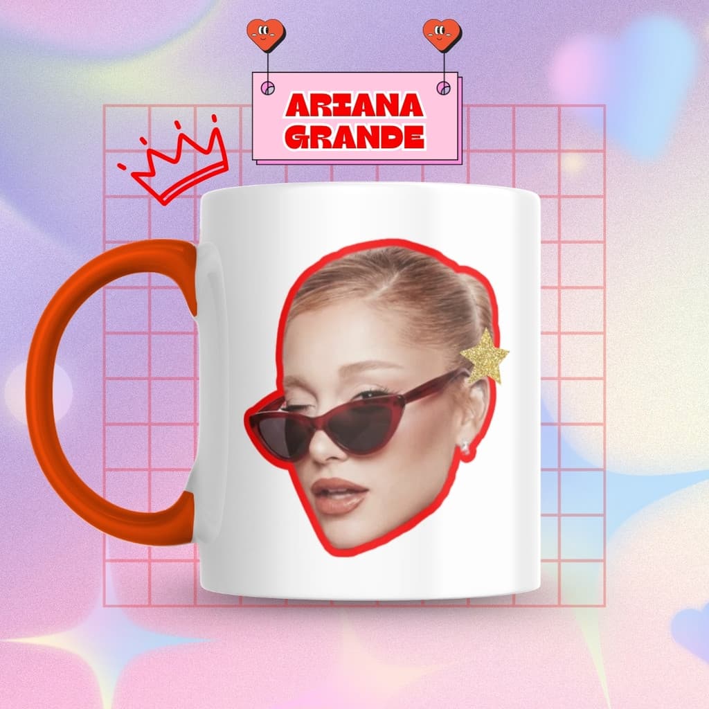 Caneca Xicara Porcelana 325ml Ariana Grande Arianators Fã Personalizada Presente Decoração Casa