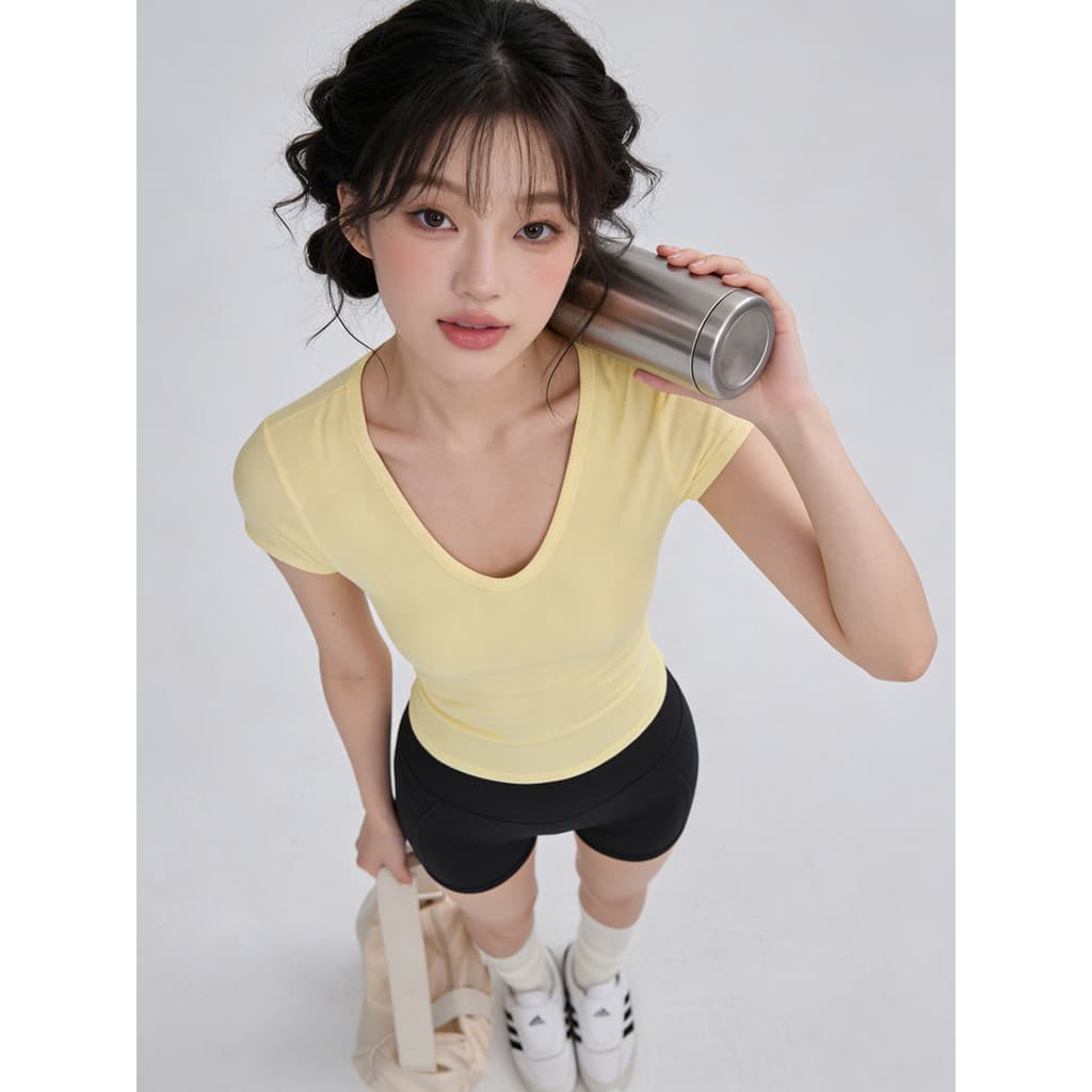 Camiseta de Yoga esportes de secagem rápida verão de manga curta Pilates respirável treinamento correndo Fitness topo Sh