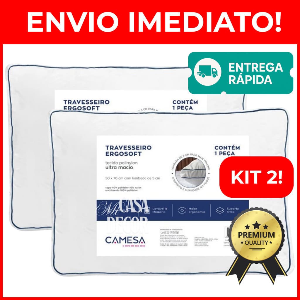 Kit 2 Travesseiros Hotel Camesa Original Ergonômico Antialérgico