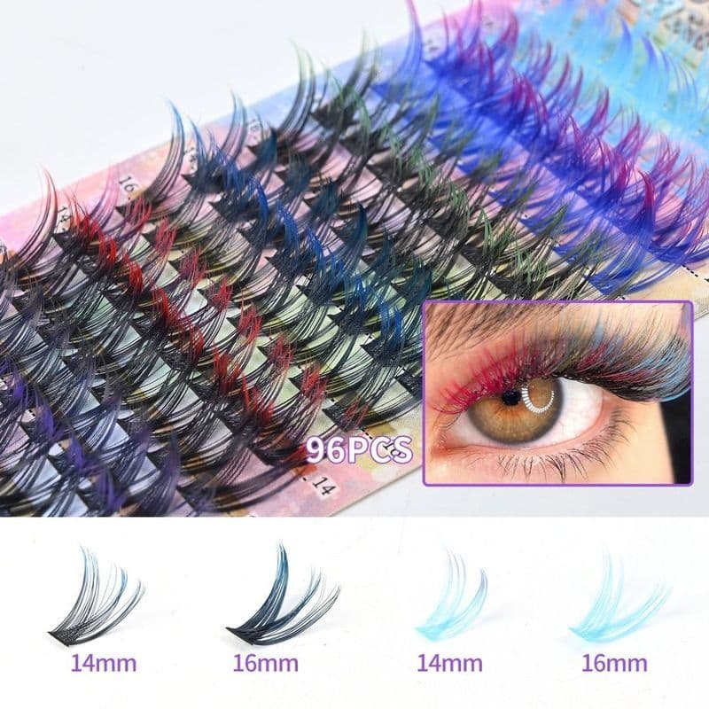 Cabelo Floral segmentado em cores não perde raízes em cores mistas palco maquiagem exagerada cílios postiços