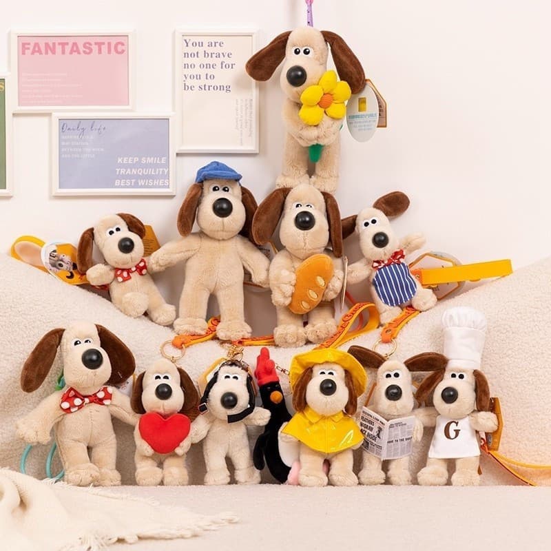Novo brinquedo de pelúcia fofo de cachorro Wallace e Gromit, chaveiro pendente, boneco divertido, brinquedo macio para b