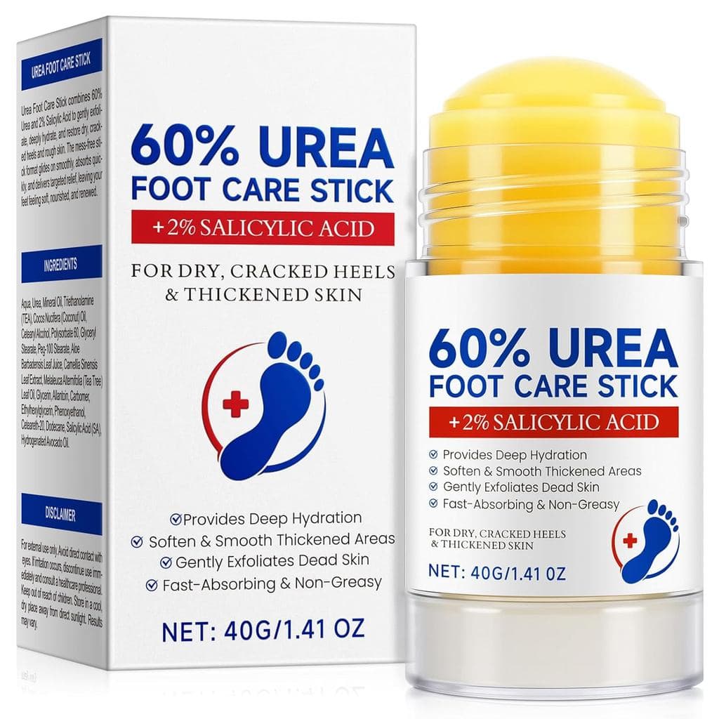 Bastão de Creme de Ureia 60% com 2% de Ácido Salicílico, Creme para os Pés com Ureia para Calcanhares Secos e Rachados,
