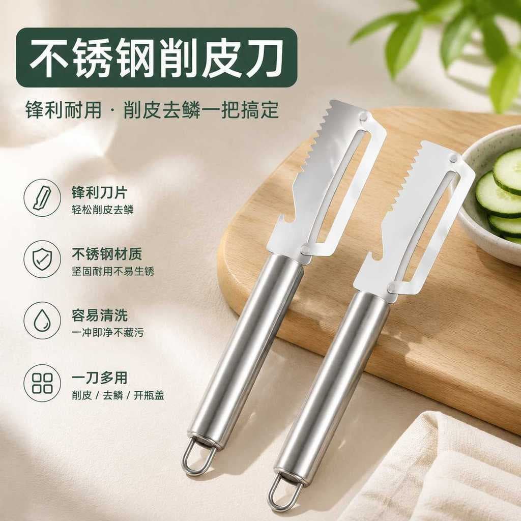 Descascador Multifuncional de Aço Inoxidável para Cozinha e Uso Doméstico, Descascador de Frutas e Legumes X5WE