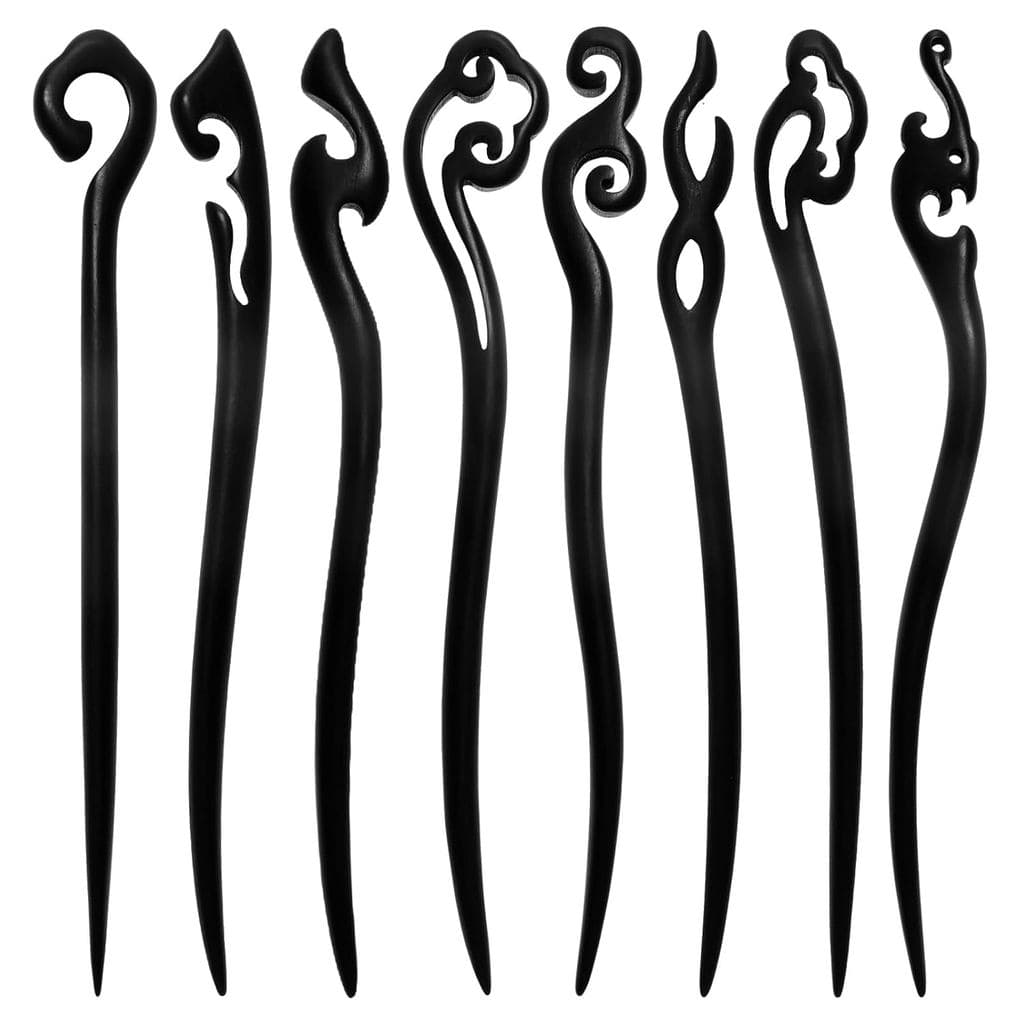 8 Peças de Palitos de Cabelo de Madeira, Estilo Pauzinho Chinês, para Mulheres, para Fazer Coques, Padrão Clássico Retrô