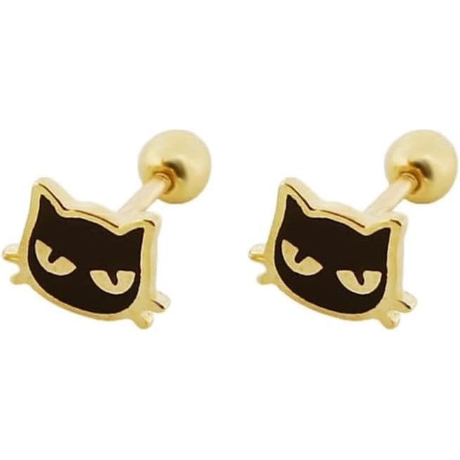 Adoráveis Brincos de Gato Preto 20G, Pequeno Brinco de Gatinho para Cartilagem, Hipoalergênico, Bonito, Pequeno, com Fec