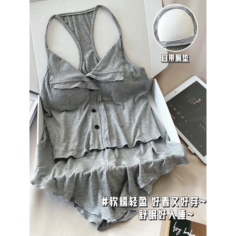Pijamas femininos com almofada no peito Modal verão sem mangas colete Shorts verão 2025 novo estilo senhoras Homewear te