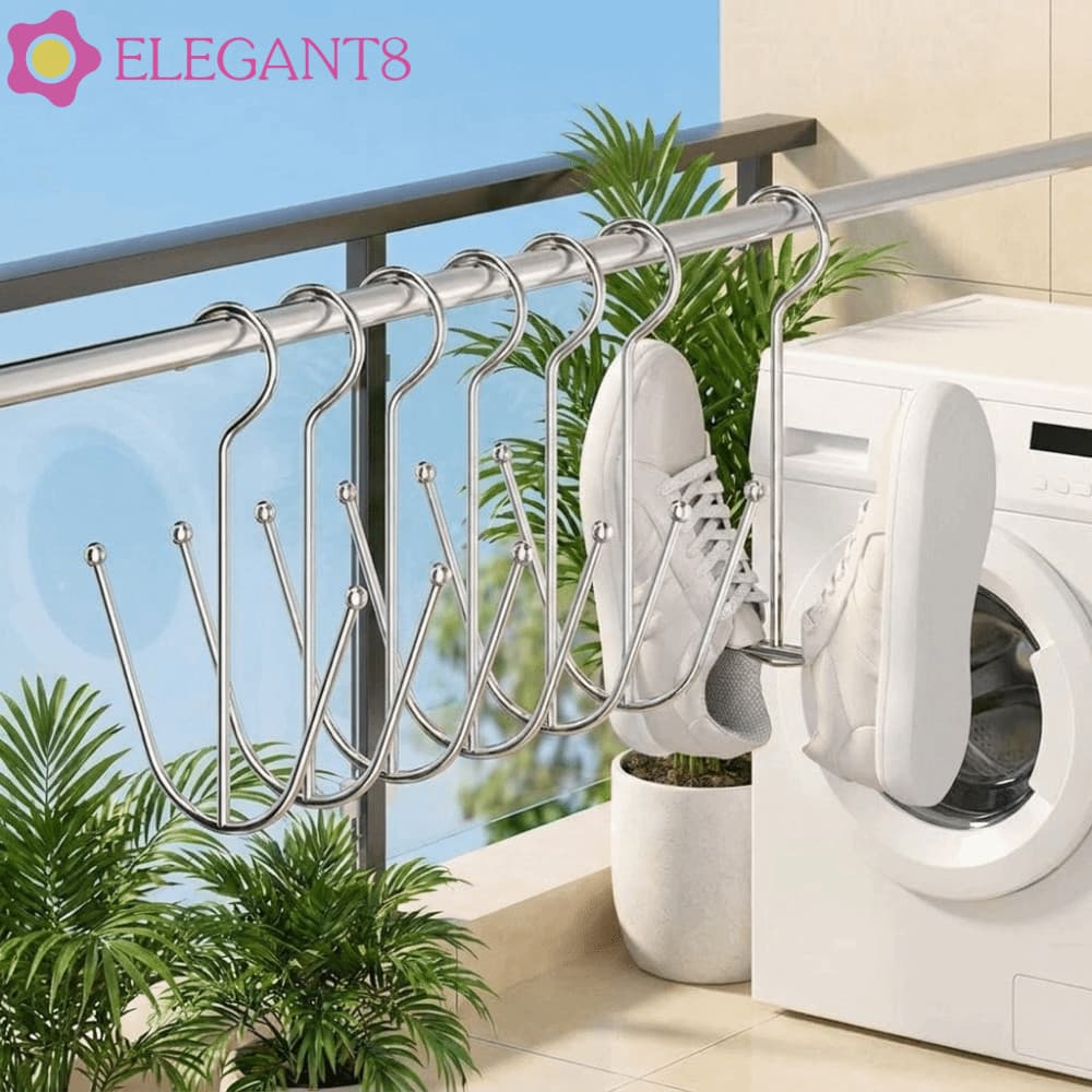 AELEGANT 5PCS Rack De Secagem De Sapatos , Com Gancho Duplo De Aço Inoxidável À Prova De Vento , Economia De Espaço