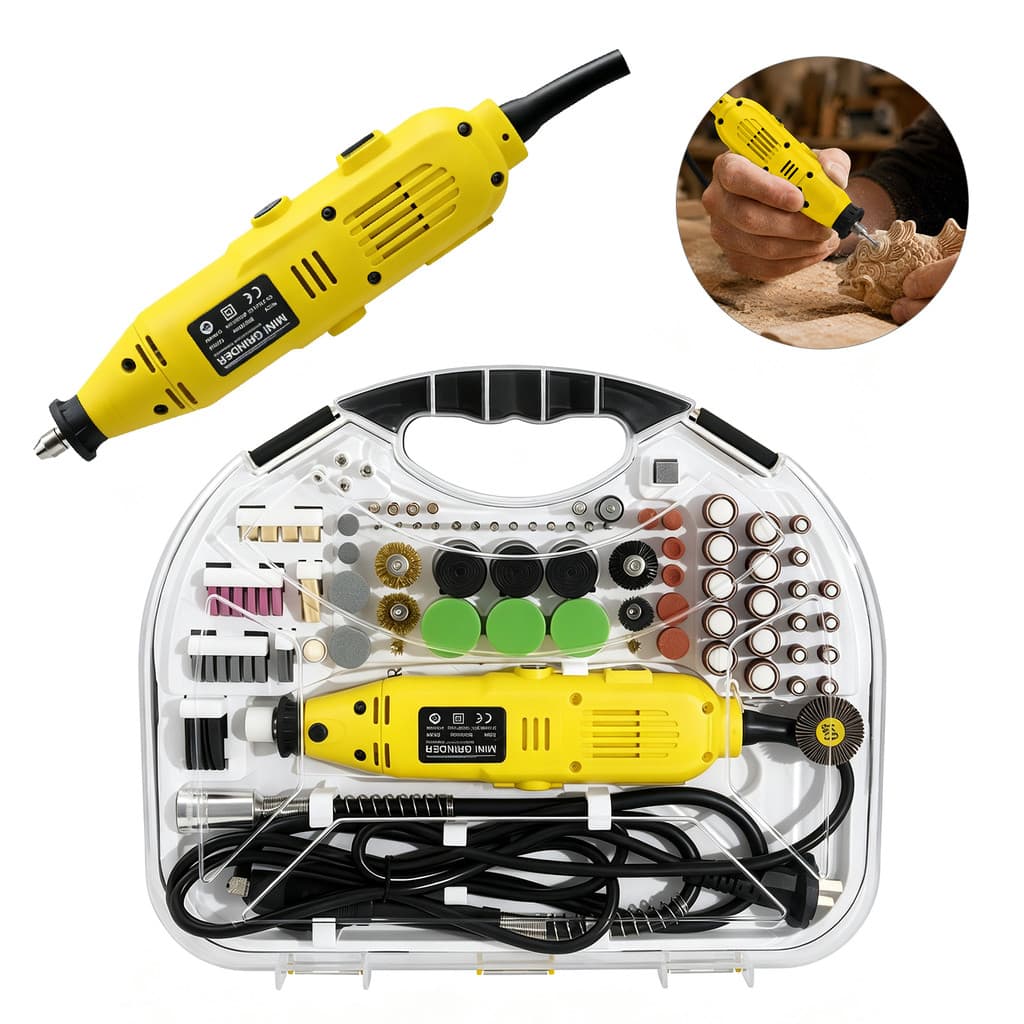 Mini Retifica Profissional 210pçs 700w Nakasaki Com Maleta + Extensor Multifunções Lixadeira S9