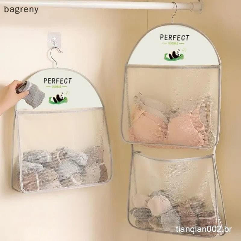 [bagreny] Bolsa De Armazenamento De Roupas Íntimas Para Pendurar Na Parede Malha Respirável Meias Organizador De Guarda-