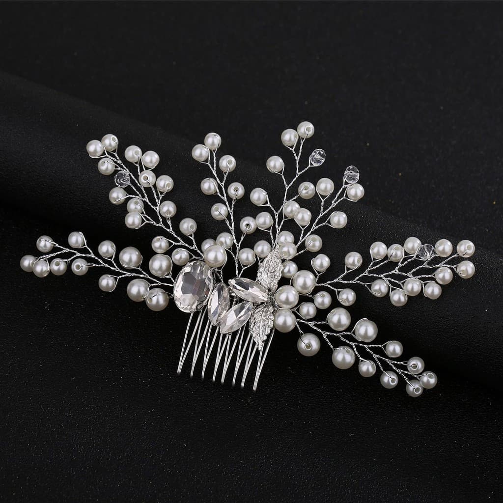 Pente De Cabelo De Pérola De Casamento De Alta Qualidade Feito À Mão Luxuoso Pedaço Com Strass Para Banquete Vestido Gra