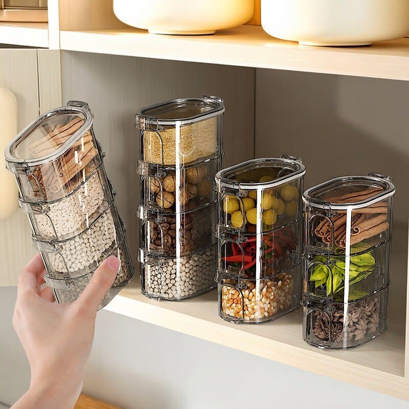 Caixa De Armazenamento De Especiarias Multicamadas Premium , Cozinha , Uso Doméstico , Recipientes De Garrafas De Temper