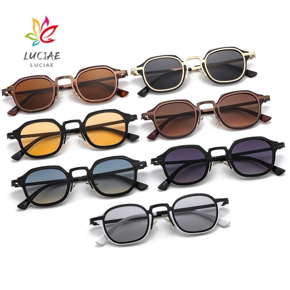 Óculos de Sol Quadrados Pequenos LUCIAE, Estilo Punk Y2K, Armação de Metal, Unissex, Proteção UV400 J9HM
