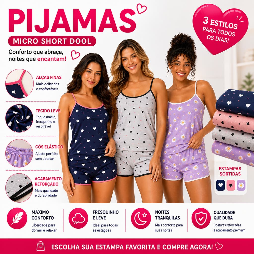 KIT 6 Pijama Short Dool Baby MICRO Adulto Sortidos