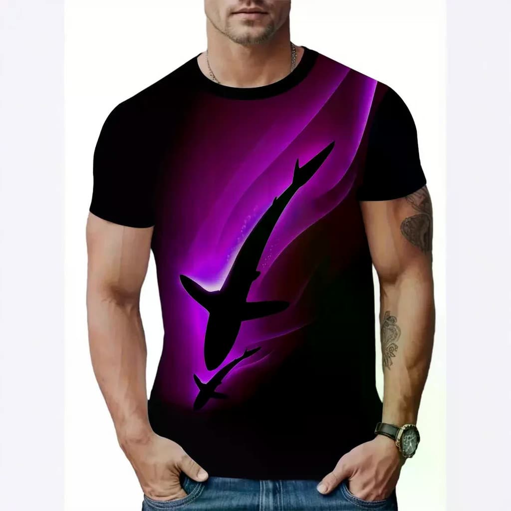 Cores Contrastantes Com Listras Design Camisetas O-Pescoço Manga Curta Lazer Masculino Feminino 2026 Verão Novas Roupas