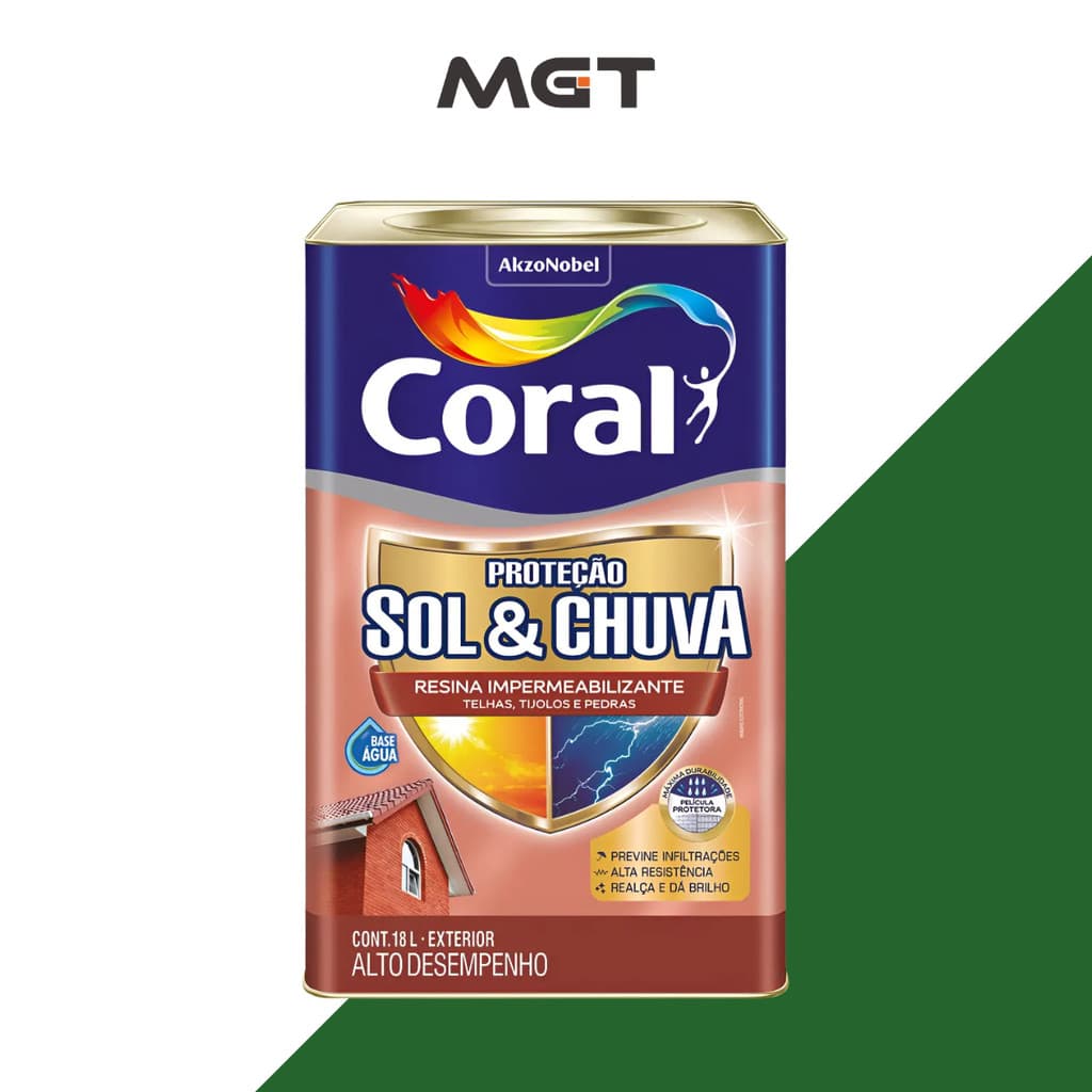 TINTA PROTECAO SOL E CHUVA RESINA IMPERMEABILIZANTE 18L CORAL
