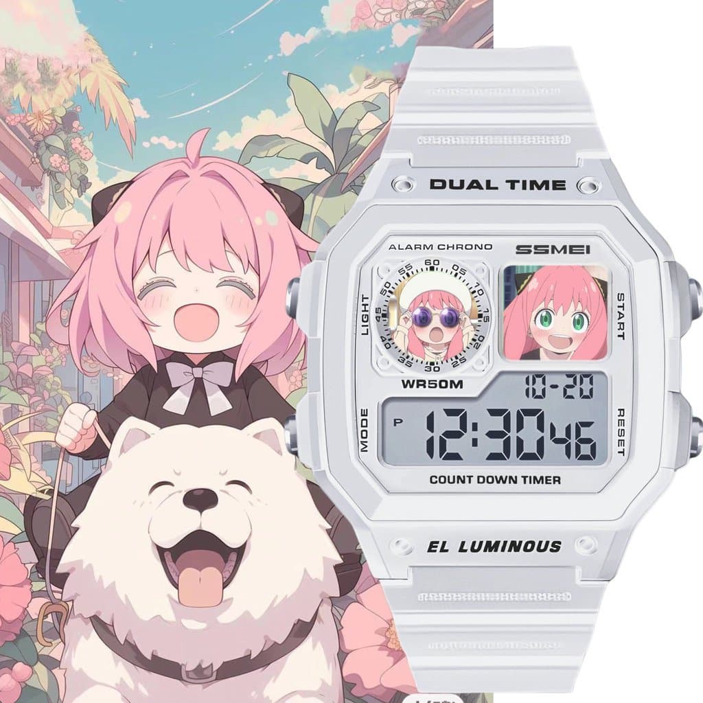 Relógio Popular Spy Playhouse, Relógio Digital Quadrado Pequeno Branco Aniya Anime, Presente de Aniversário para Meninas